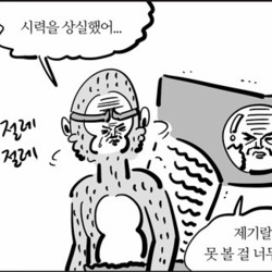 이말년 서유기 만화 웹툰 손오공 시력을 상실했어... 제기랄... 못 볼 걸 너무 봤다. 긴고아 안구테러