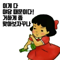 거하게 좀 맞아보자꾸마 소주병 그림 만화 아이 야당때문이다 이게 다 야당 때문이다 정치 새누리 자유당 바른정당 쓰레기 패러디