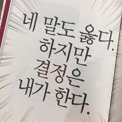 말도 옳다 결정 내가한다 책임 단호 결단