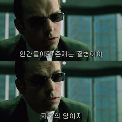 인간 매트릭스 스미스 요원 질병 지구의 암이지 병균 인간들이란 존재는