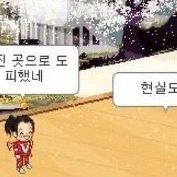 현실도피 도망 멋진 곳으로 도피했네