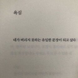 욕심 네가 버리지 못하는 유일한 문장이 되고 싶다