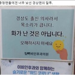 경상도 출신 의사 목소리 큽니다 화난거 아님 오해금지 의사 충청도 경상도