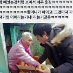 자원봉사 오해 할머니 귤 사진 빼앗는 느낌